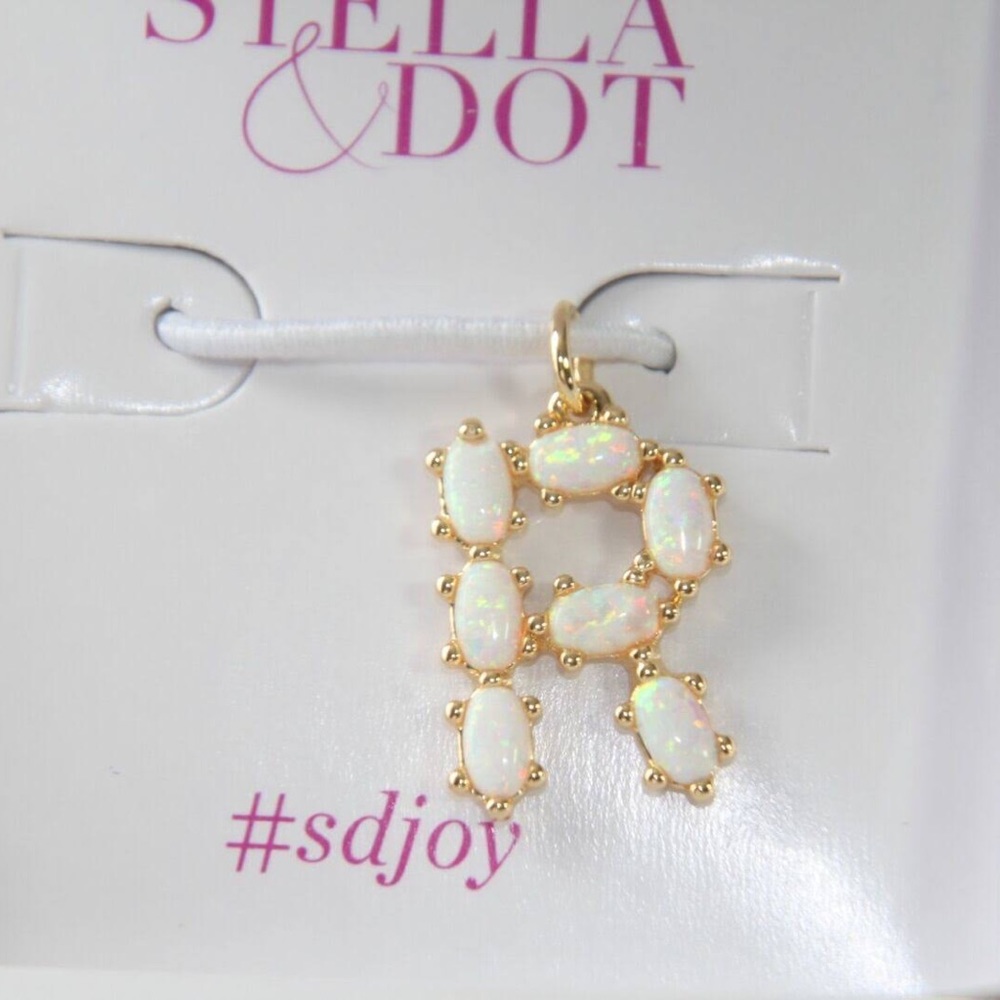 Stella & Dot Opal R initial pendant charm